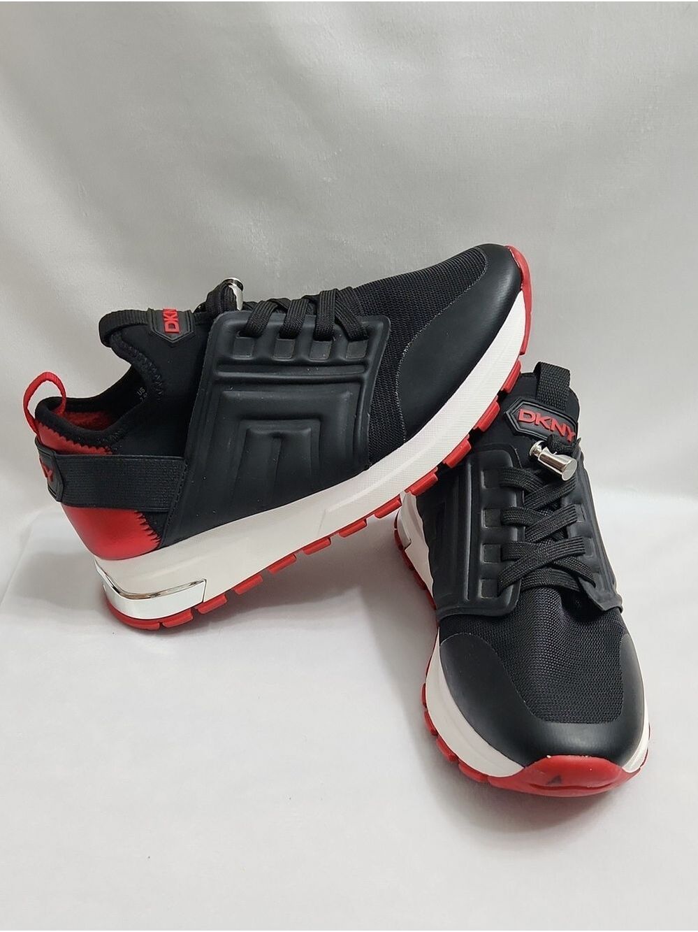 DKNY Misti Black Red Lace-up Sneakers (W Size 7.5)
